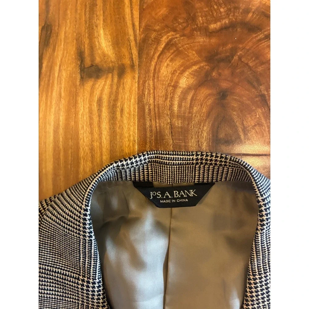 Jos A Bank Signature Collection Silk Camel‎ Hair Glen Plaid Blazer 44R Mens Gray